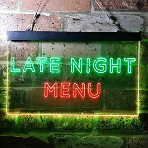 Late Night Menu Dual LED Neon Light Sign